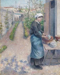 In the Garden at Pontoise: A Young Woman Washing Dishes, 1882